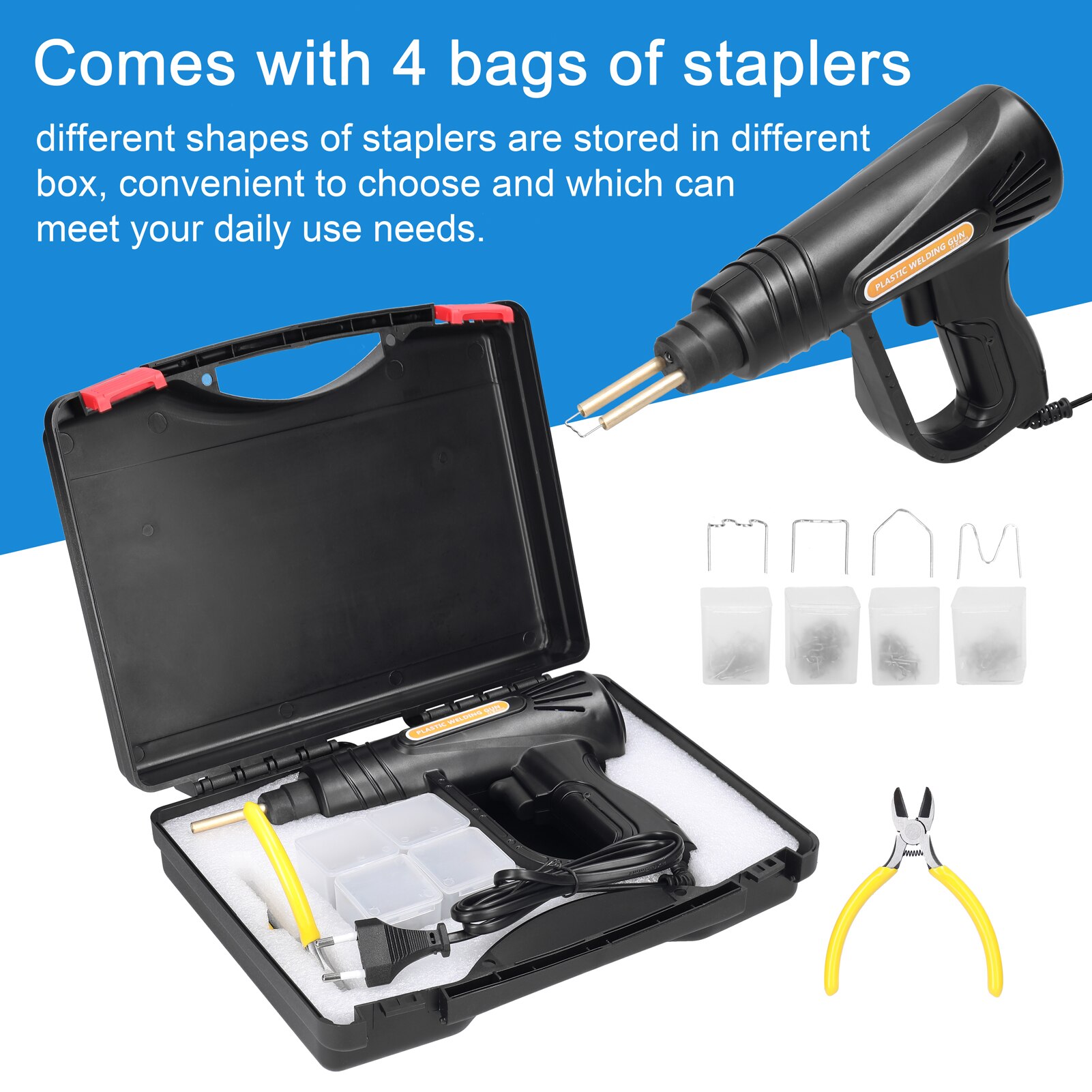 70W Portable Handheld Plastics Welding Machine Car Bumper Repairing Welding Tool Stapler Welding Machine with 4 Boxs Staple