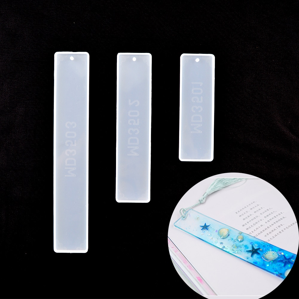 3Pcs Diy Hars Bladwijzer Mold Set Rechthoekige Heerser Sieraden Resin Mold Siliconen Epoxyhars Siliconen Mal