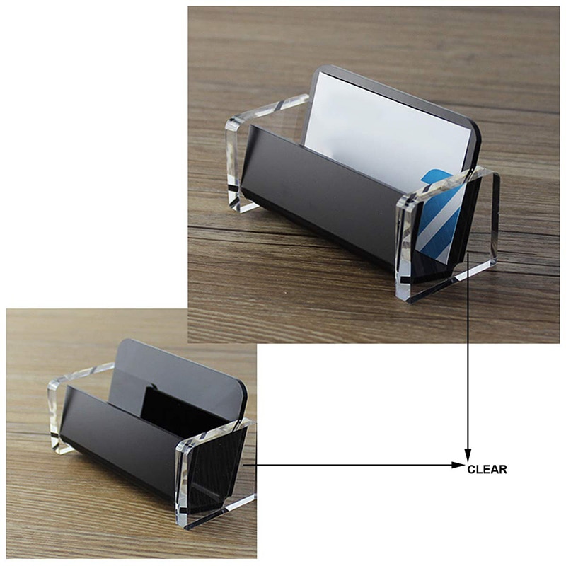 Acrylic Desktop Business Card Holder Display for Desk Business Card Stand for Office Black