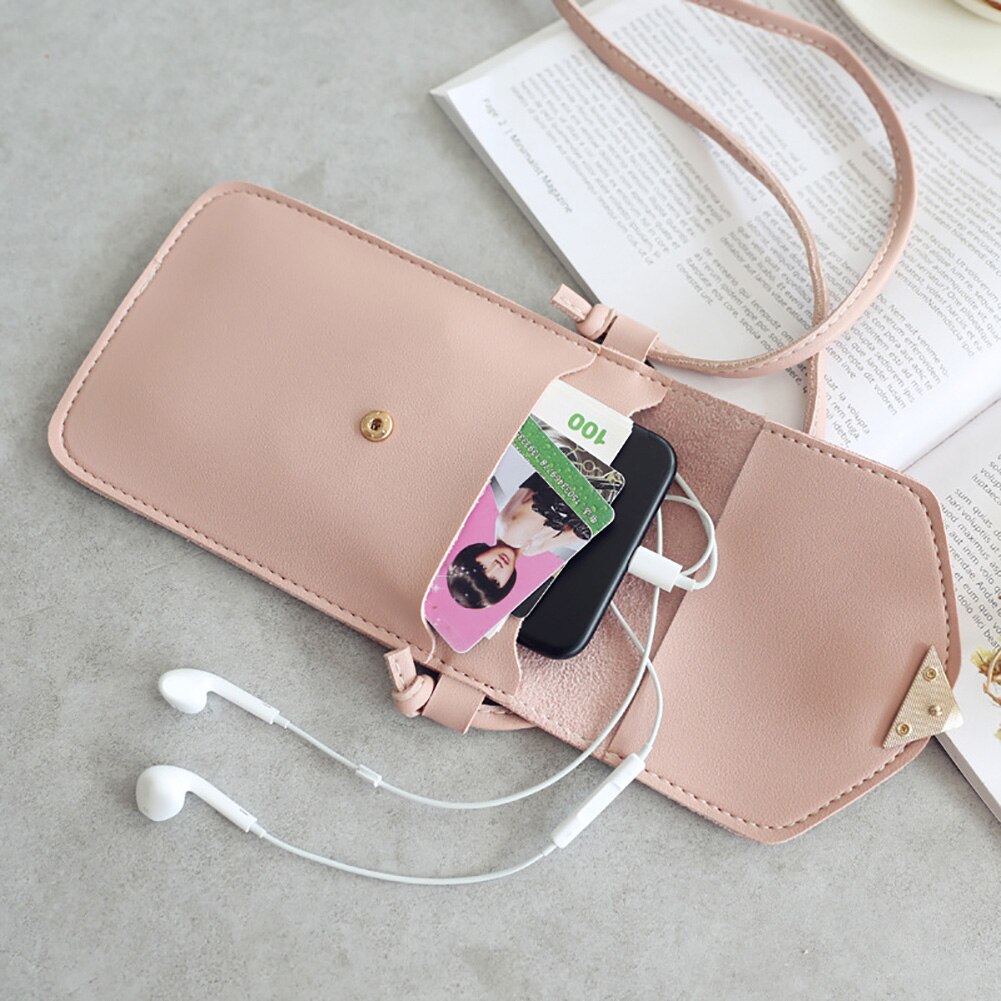 2Pcs TouchScreen CellPhone Purse Smartphone Wallet Leather Shoulder Strap Handbag Women Bag for Iphone X Samsung S10 Huawei P20