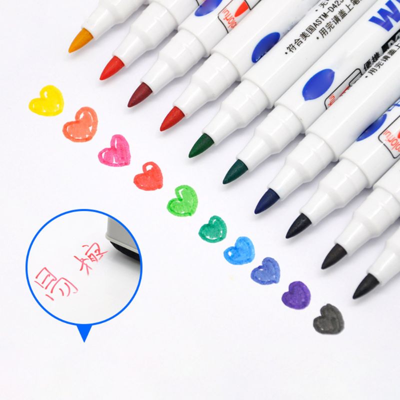 Stylo marqueur effaçable pour tableau blanc, 10 couleurs, Non toxique, pointe Fine, stylos de dessin pour étudiants, fournitures scolaires et de bureau