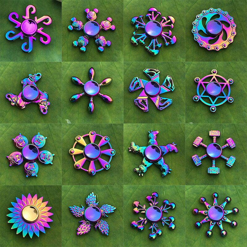 3 Blad Regenboog Metalen Vinger Spinner Lager Spinner Speelgoed Volwassen Kruis Tol Decompressie Speelgoed Voor Kinderen Fidget Spinners