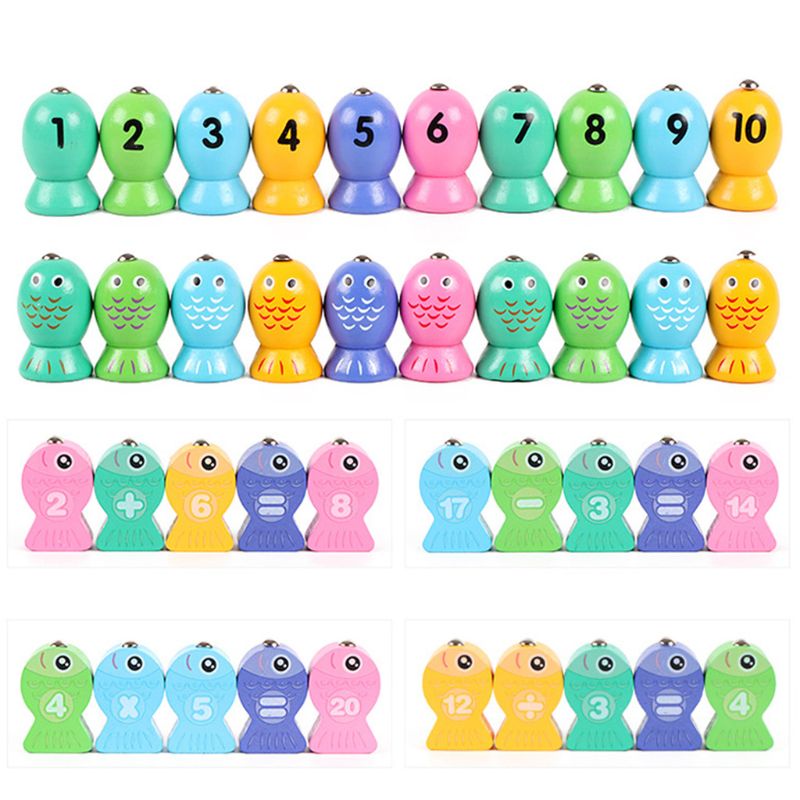 Juguete de Juego de pesca magnético de madera alfabeto para niños, rompecabezas de aprendizaje de letras y números XX9E