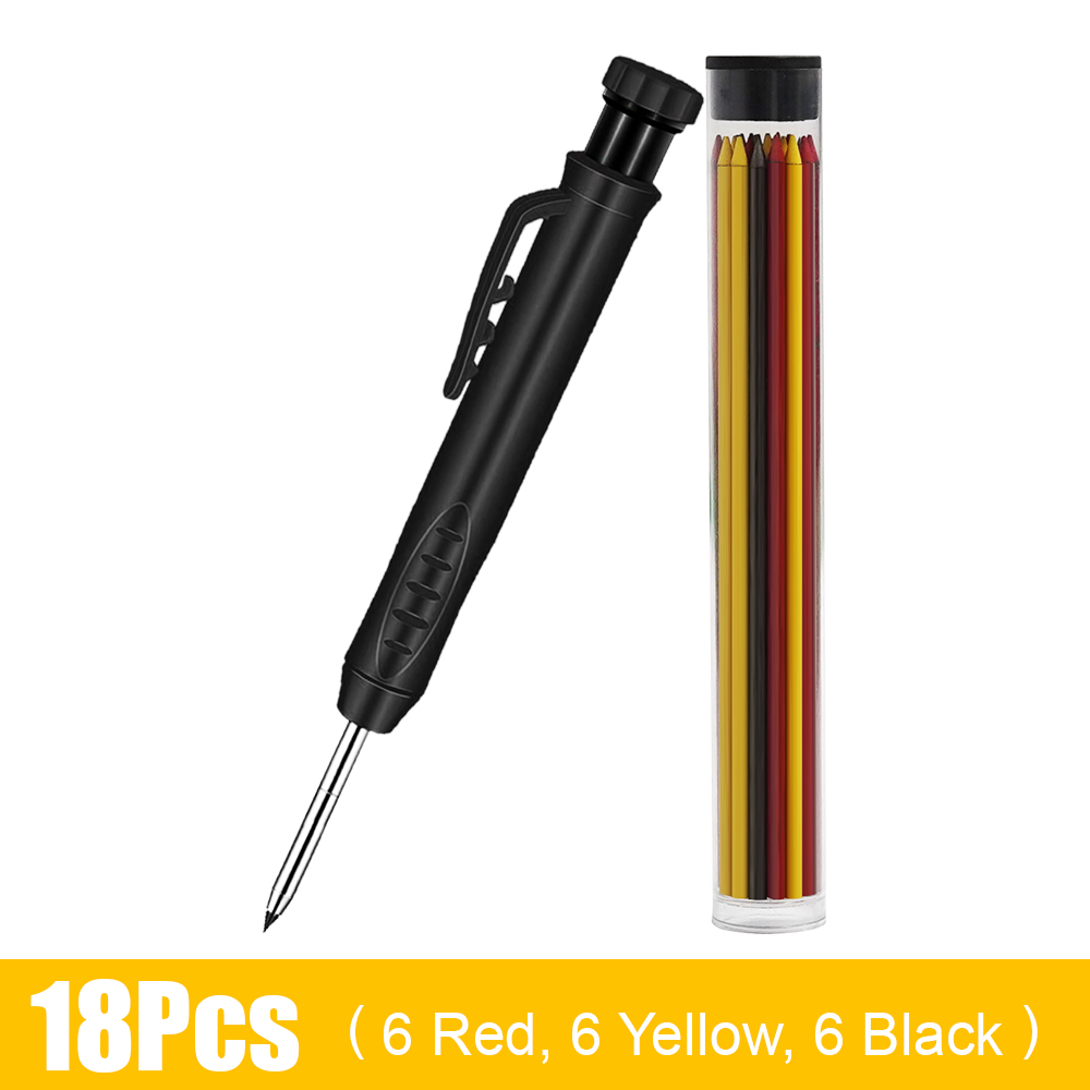 Solidny stolarz ołówek robić obróbki drewna znakowanie narzędzia robić prac budowlanych rysowanie Scriber z wbudowaną ostrzałką: 18 szt zestaw B