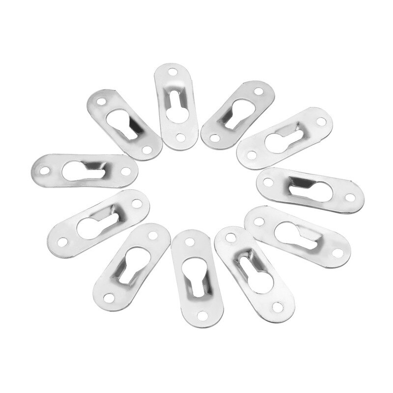 10 Stuks Silver Tone Metal Keyhole Hanger Fasteners Home Foto Hangers Fasteners Hardware Gereedschap 45Mm * 16Mm
