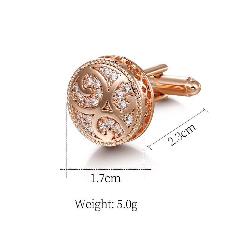 Weimanjingdian Prachtige Ronde Vorm Zirconia Cz Crystal Manchetknopen Voor Mannen In Wit Goud Rose Goud Kleuren