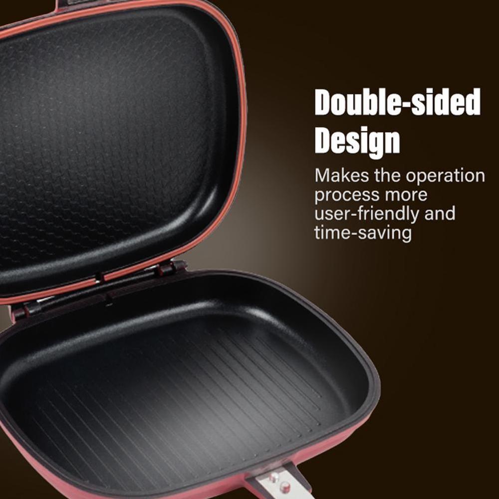 28/32cm dobbeltside grillpanne kokekar aluminiums kjøkkenpanne dobbelt verktøy tilbehør ansiktsfryst biffpanne matlaging  v1 t 2