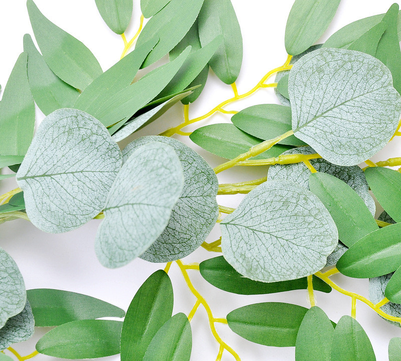 Guirnalda de hojas de Sauce de eucalipto verde Artificial, vid, boda, verde, hogar, de cumpleaños, mesa, pared, decoración de hojas verdes