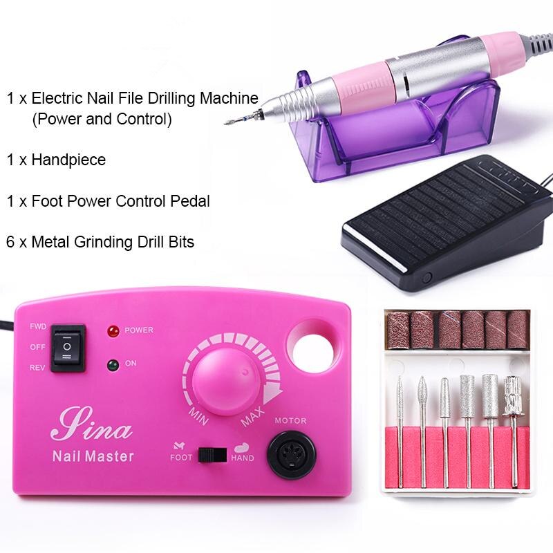 Koskoe Salon Elektrische Nail Boor Machine Apparatuur Set 30000Rpm Nagels Bestand Slijpen Pedicure Nail Art Gereedschap Acryl Gel: 35000rmp 20W Pink / EU