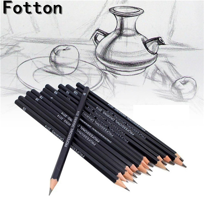 14 stk 6h to12b professionel skitse kunst tegning blyant skitsering blyanter papir pen tegnesæt potloden farveblyant lapices  a50