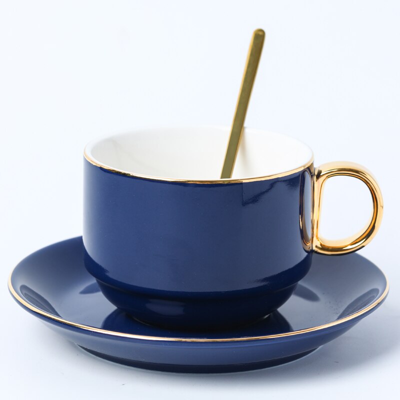Nordiska kaffekoppset guldkant te kopp och fat porslin kaffemuggar te set tazas de ceramica mate koppar  ac50bd: Stil 7