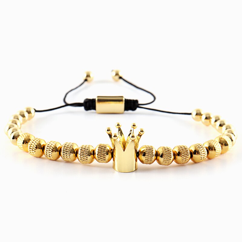 2022 Kroon Charme Armband Mannen Eenvoudige Klassieke Verstelbare Touw Handgemaakte Weave 6Mm Bead Armband Voor Mannen Sieraden: 2