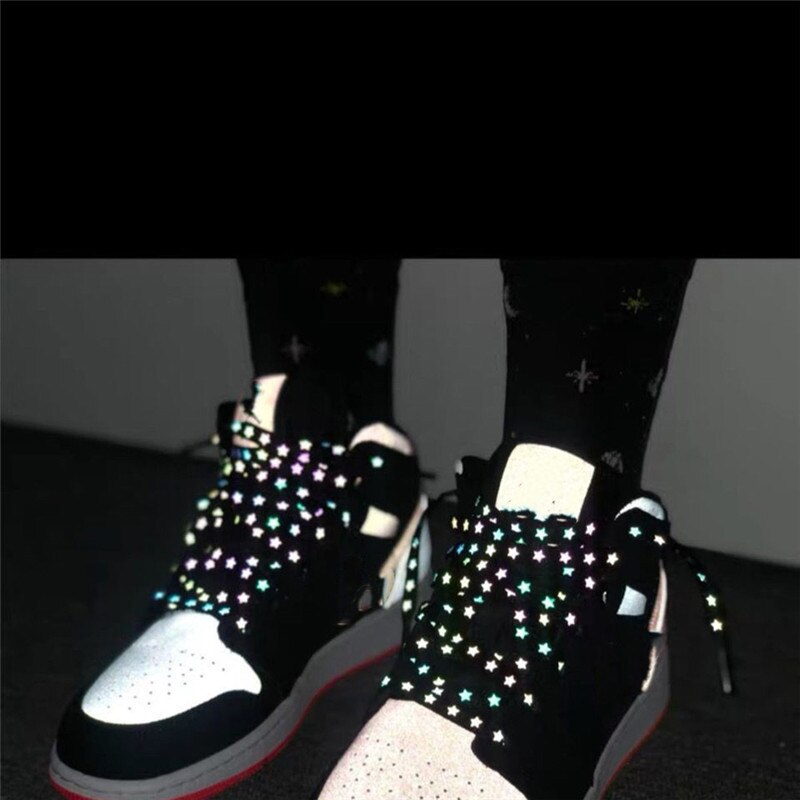 Cordones reflectantes holográficos de doble cara, cordones planos reflectantes de alto brillo para zapatillas deportivas, novedad