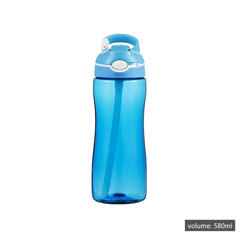 Upspirit tritan børn strå vandflaske plast høj kapacitet drikke kedel kop udendørs sport rejse protein shaker drinkware: 580ml blå