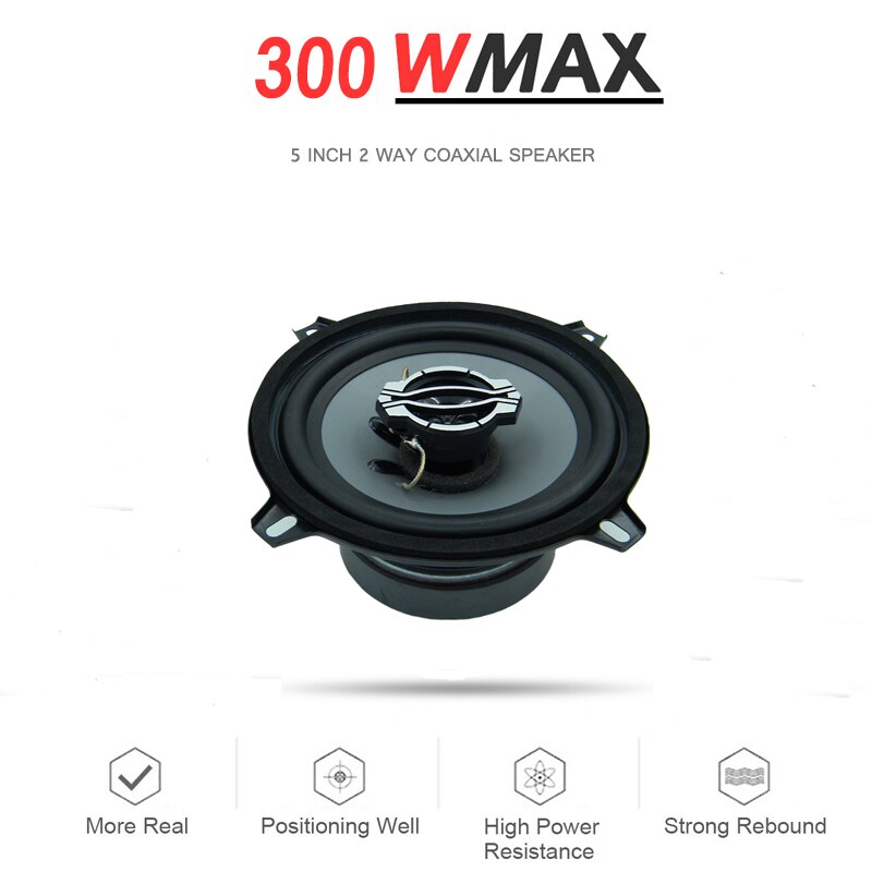 Hifi End Auto Speaker 5 Inch 300W 4Ohm 5.25 Inch 2 Way Rubber Rand Coaxiale luider Auto Luidsprekers