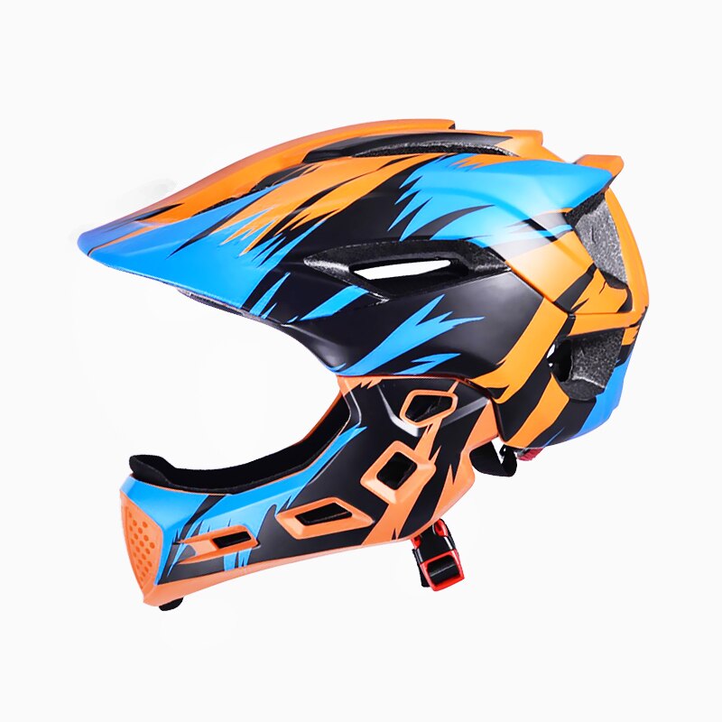 Kids Fietsen Helm Volledige Gezicht Afneembare Kinderen Helm Mtb Downhill Fiets Helm Capacete Ciclismo Fiets Apparatuur: Orange blue
