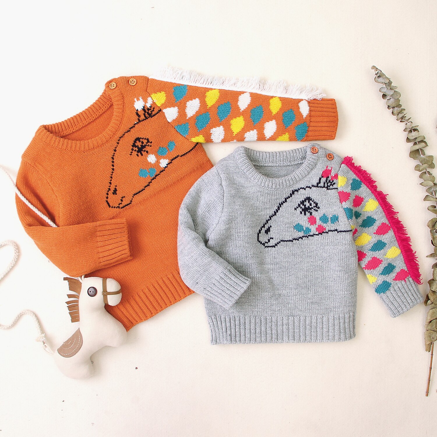 Bébé enfants couleur bloc Animal girafe motif pull T-shirt taille 1-5Y enfants garçons à manches longues pull hauts