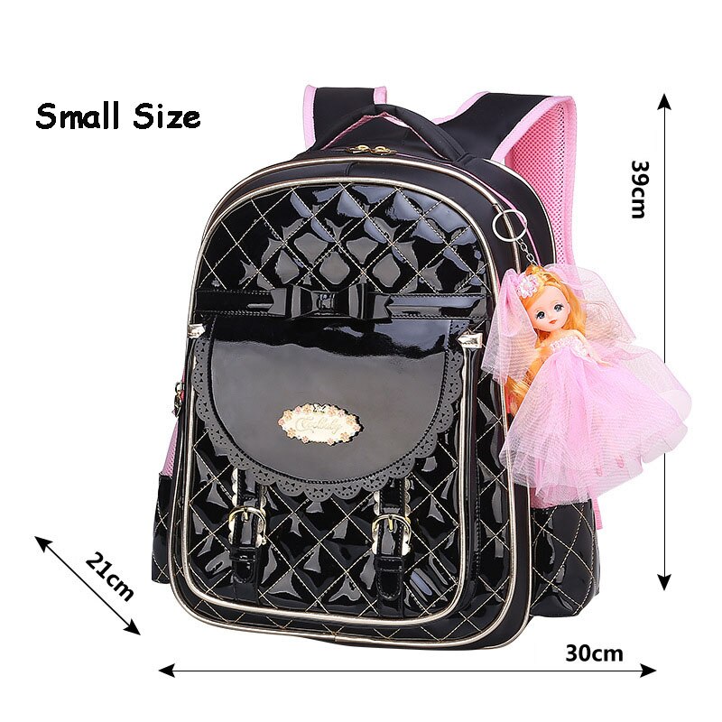 Neue Mädchen Schule Rucksäcke freundlicher Schulranzen Für Mädchen Rucksack Prinzessin Rosa freundlicher Schulranzen Schule Taschen Tornister Mochilas: klein Schwarz