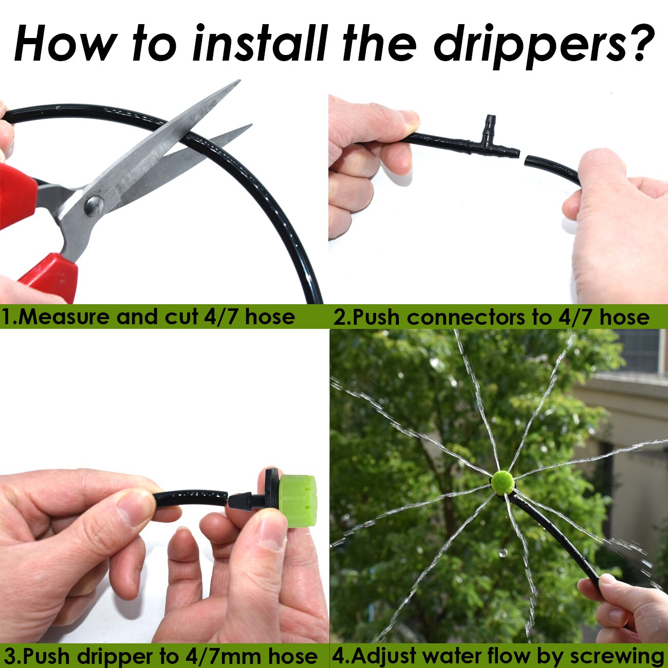 SPRYCLE 5-50M Automatic Garden Watering Adjustable Drip Irrigation System 1/4&#39;&#39; 4/7mm Hose Connectors for Pot Plants Greenhouse