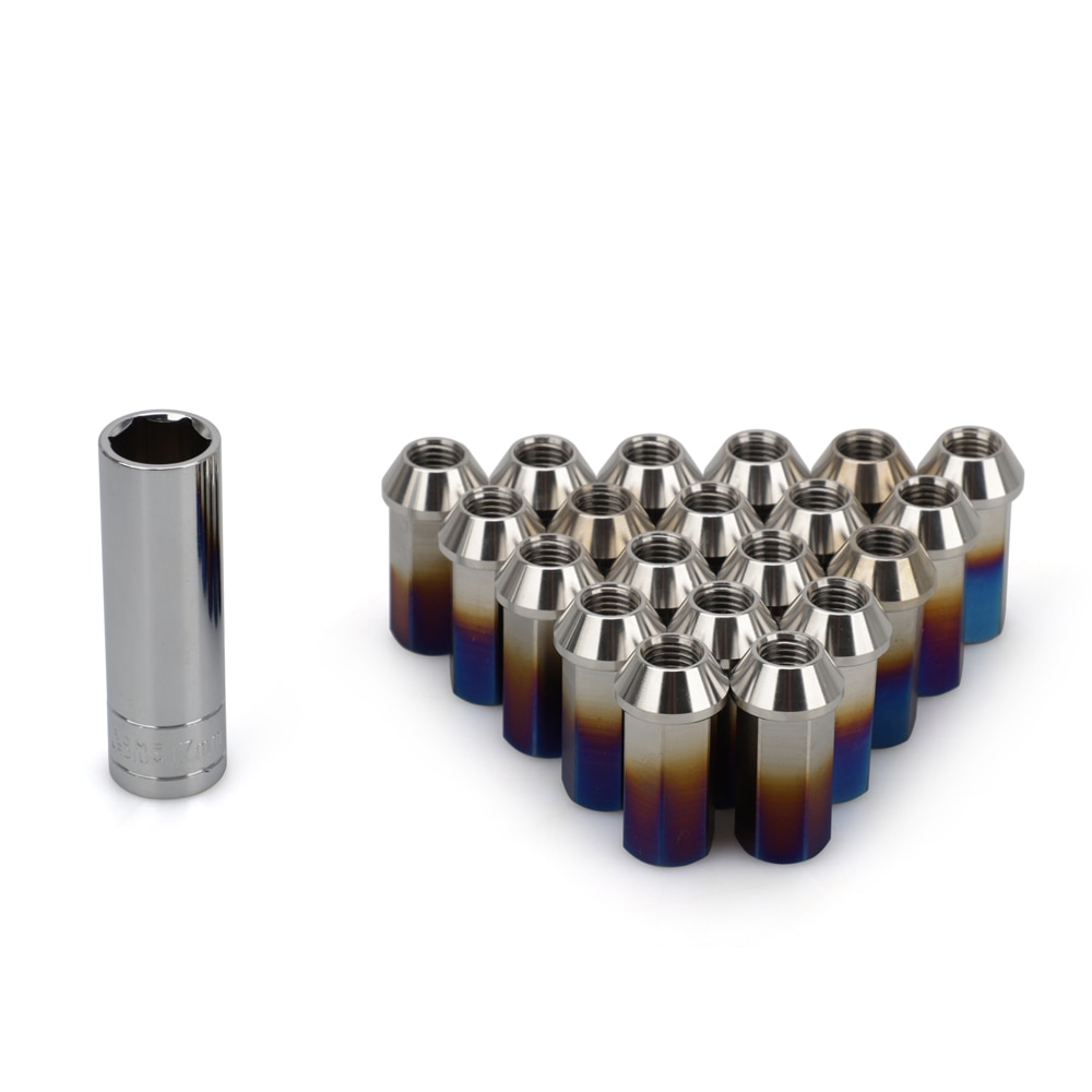 20PCS Stainless Steel lug nut 45MM Tapered conical seat M12*1.5 Racing Car Modification lug nuts HEX17MM