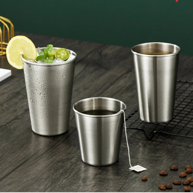 Gold Unbreakable Metal Drinking Beer Coffee Tea Cup Insulation Anti-Scalding Stainless Steel Water Mug Cups
