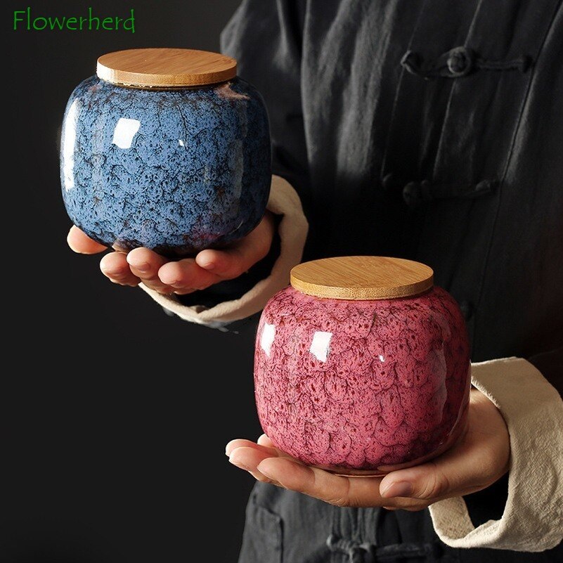 650ml Sealed Ceramic Porcelain Tea Caddy Teaware Pot Kiln To Tea Pot Household Storage Container Tea Container Ceramic Container