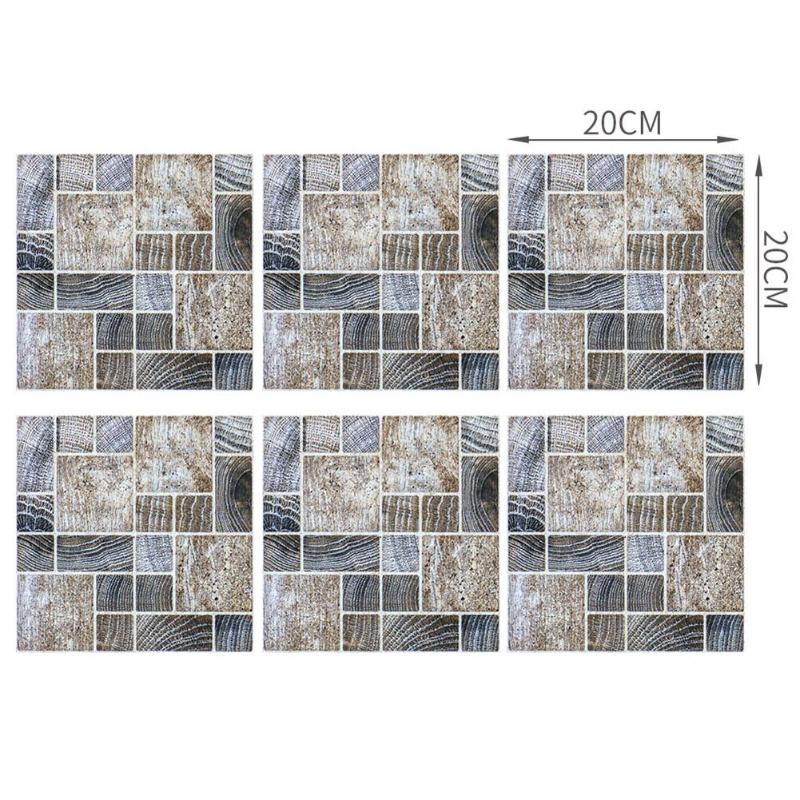6pcs Tiles Stickers Self Moisture-proof Surface Covered with Film Adhesive Mosaic Kitchen Bathroom Waterproof Wallpaper: MSC034