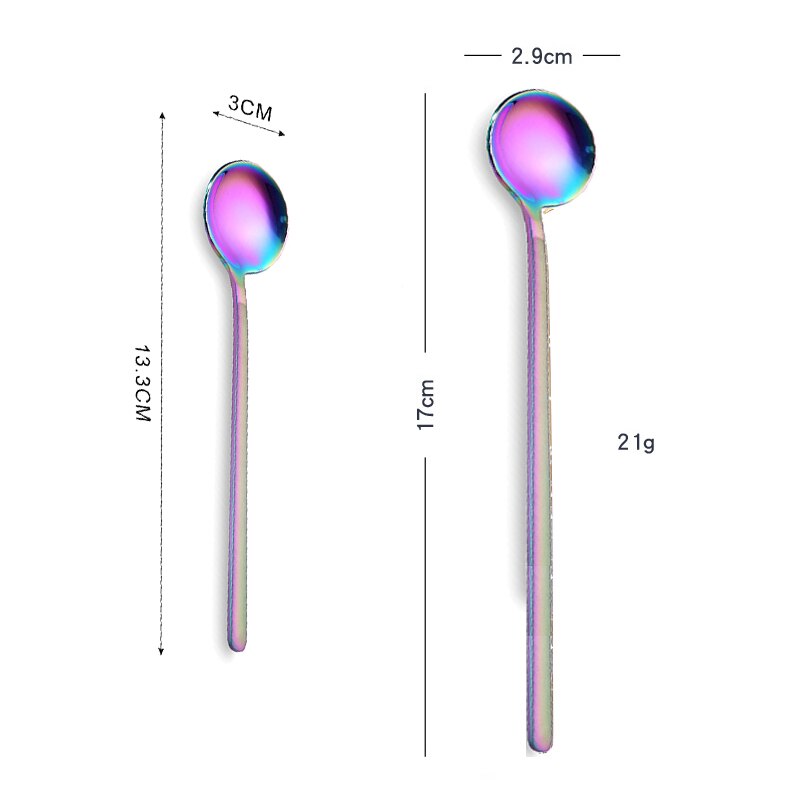 2pcs set, colorful stainless steel round spoon, kids serving spoon set, table spoon, salad servers, buffet serving set, dinner: Color