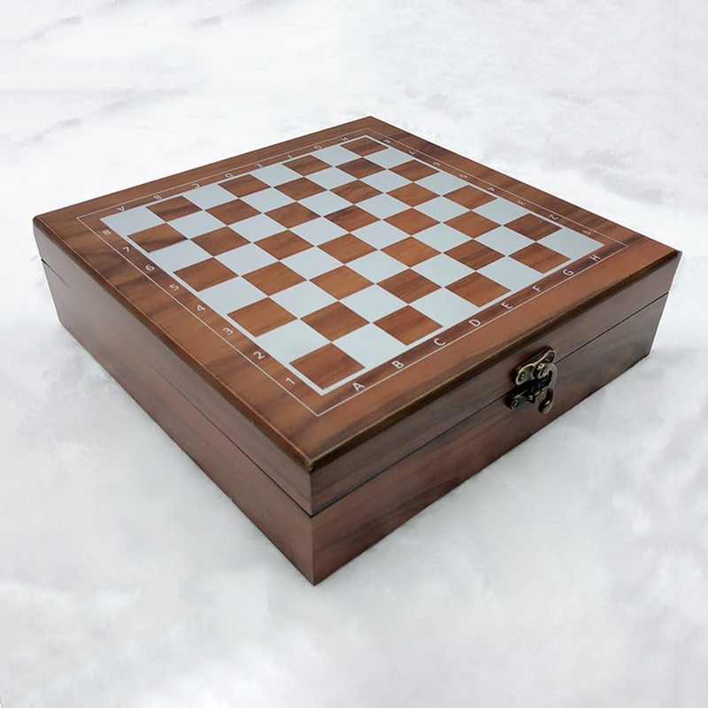 2 Styles Wooden Folding Chess Set Felted Game Board Interior 24cm*24cm Storage Adult Kids Family Game Chess Board