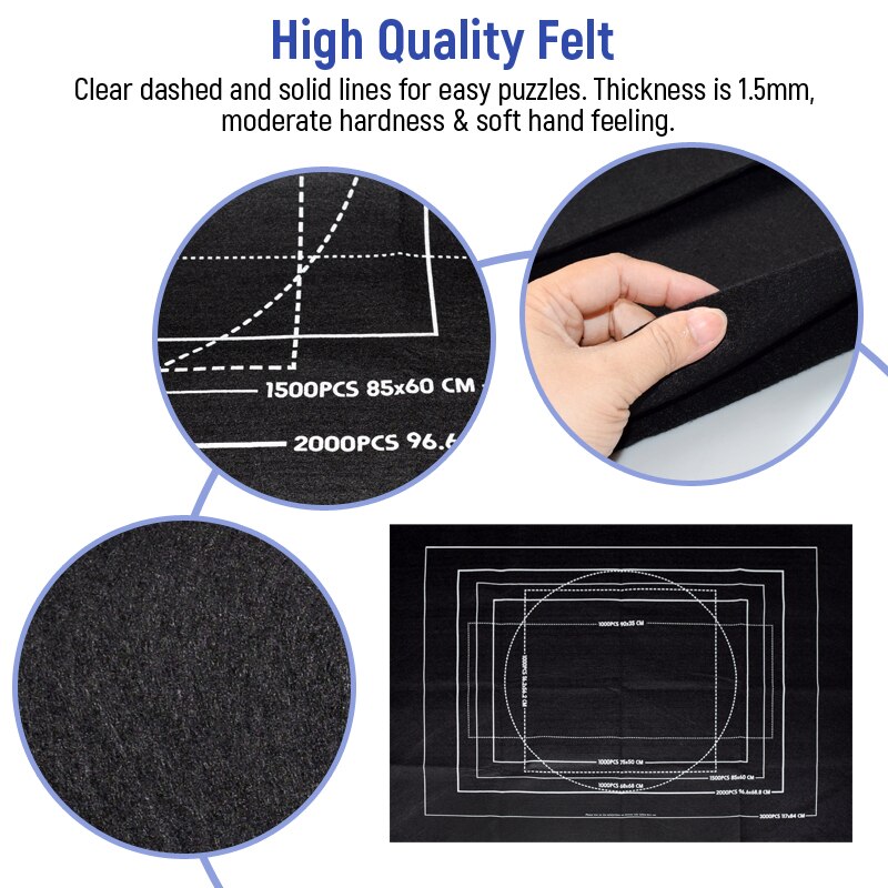 Puzzles Board Jigsaw Mat Set Felt Play Mat Puzzle Storage Accessories Roll Up Blanket with Guide Line Puzzle Mats for Adult Kids