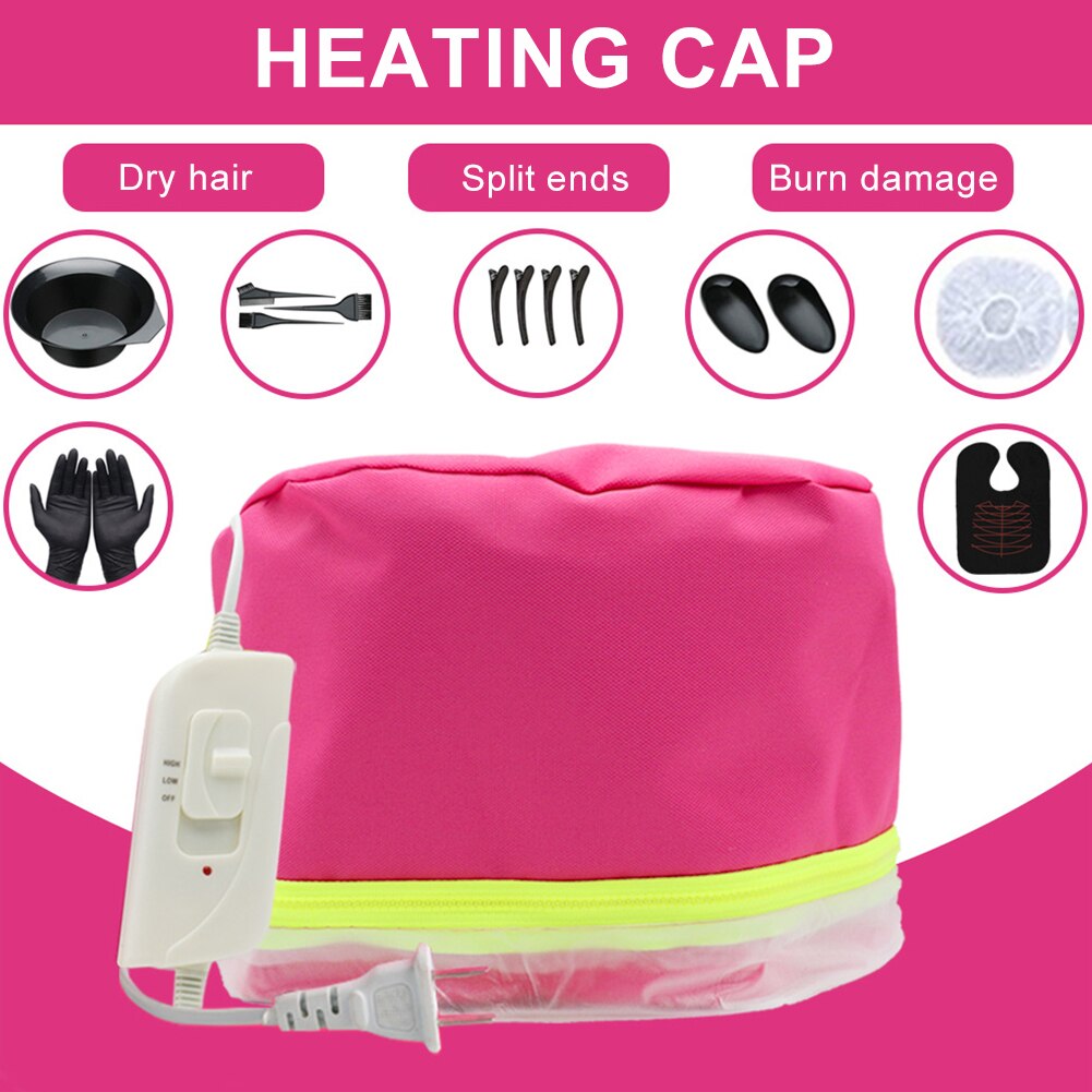 Three Gears Heating Cap Set For Spa PU Deep Conditioning Steamer Portable Spa Salon Hair Styling Heating Cap Set Nourishing