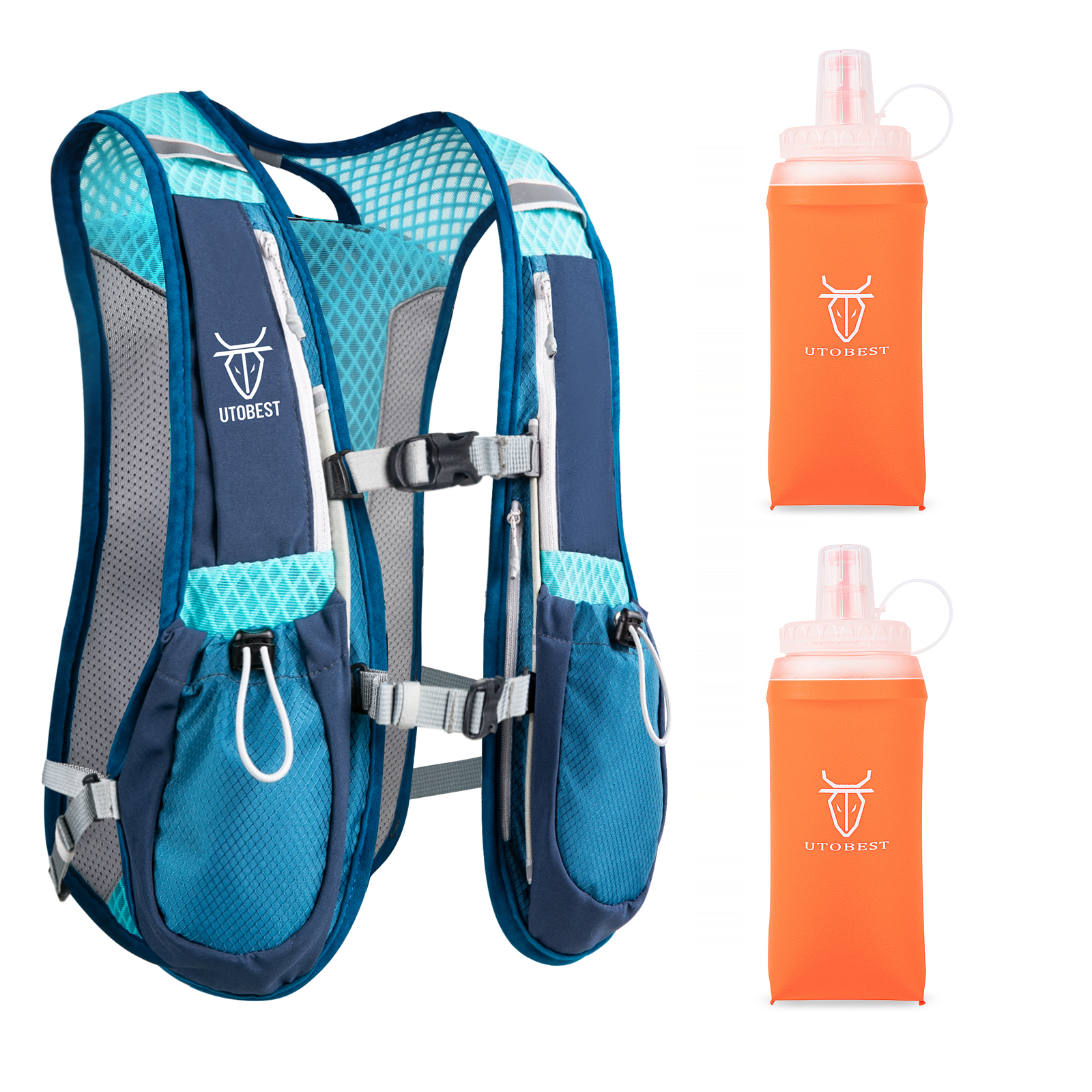 Utobest trailrunning rugzak 5l ultralichte hydratatievest ademende functionele rugzak voor marathons, fietsen en wandelen: Gele kleur