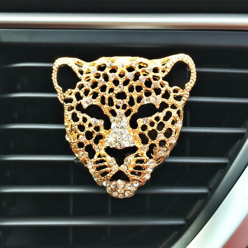 1 st crystal leopard bil luftfräschare autouttag parfymklämma interiörtillbehör bilstyling ventil fast doftspridare