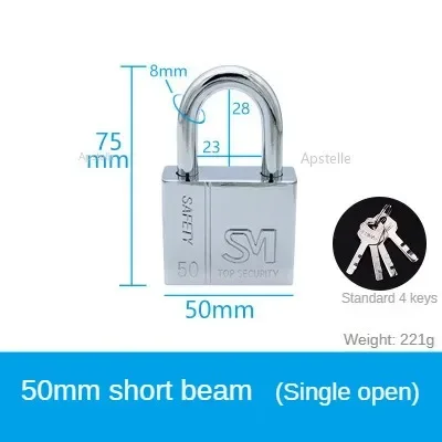 30/40/50/60mm RVS Waterpro van Roestwerende Multifunctioneel Hangslot Antidiefstalslot Pry Deurslot Ontgrendeld Hoofdvenster: Zilver