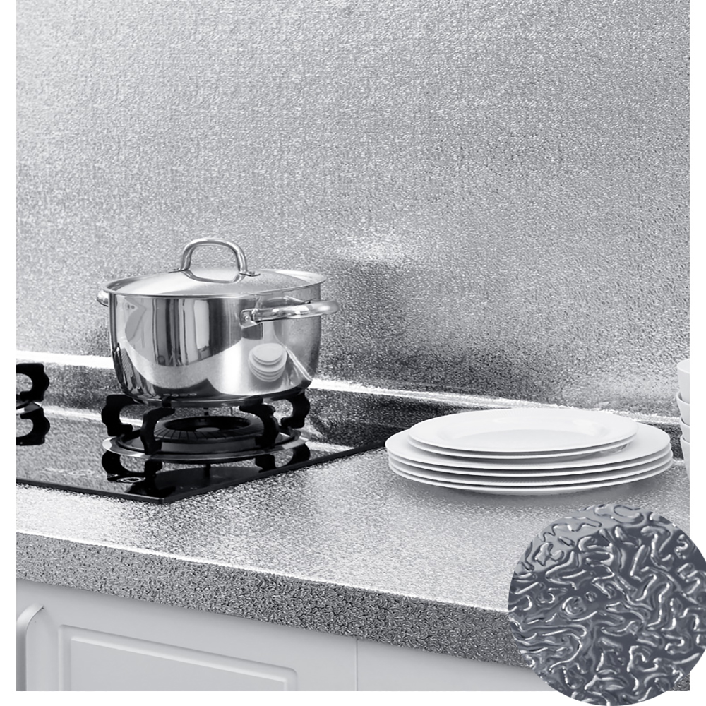 Cuisine Dosseret Fond D'écran En Aluminium Feuille Contacter Papier Auto-Adhésif Anti-Huile Résistant À La Chaleur Mur Autocollant Tiroir Du Comptoir