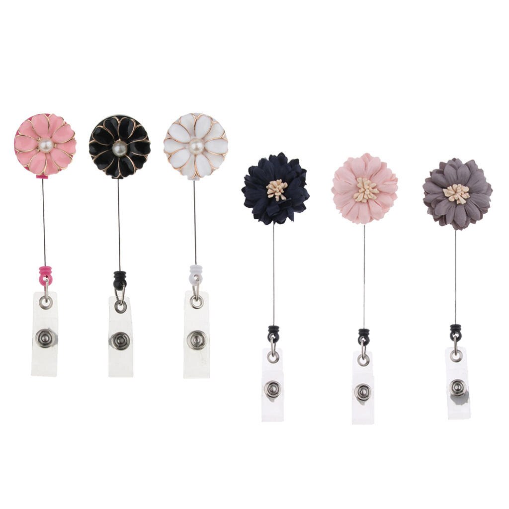 Versenkbare ID Karte Rolle mit Floral Abzeichen Halter Und Swivel