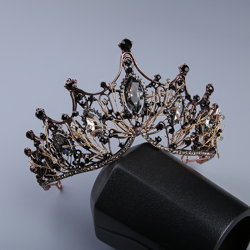 Vintage Sliver Golden Black Metal Luxury Witch And Prince Dancing Party Wedding Headpiece Crown Hair Accessories