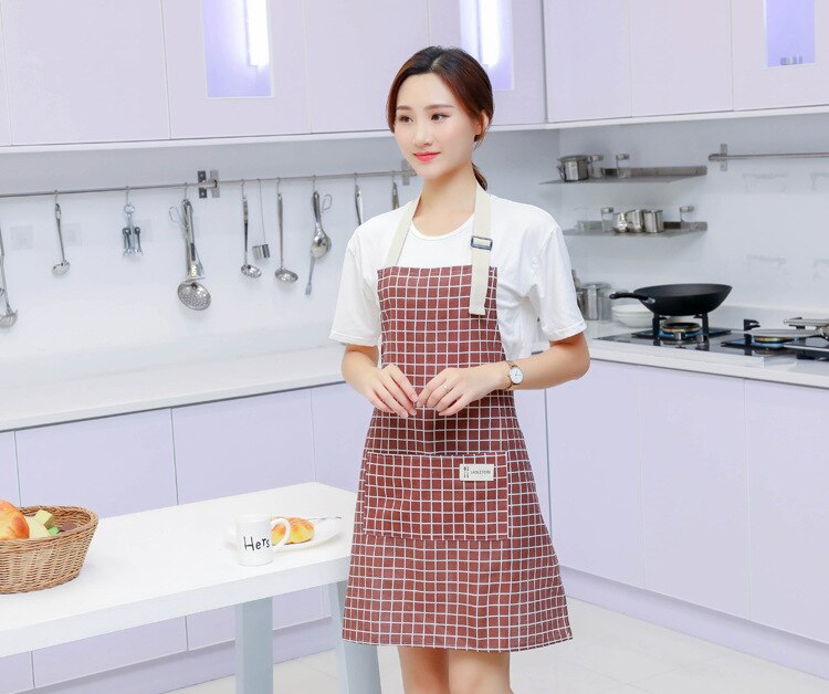 70cmx75cm Cleaning Apron Waterproof Kitchen Aprons for Woman Concise Apron Overclothes Housework Clean Apron delantal cocina: Red-30