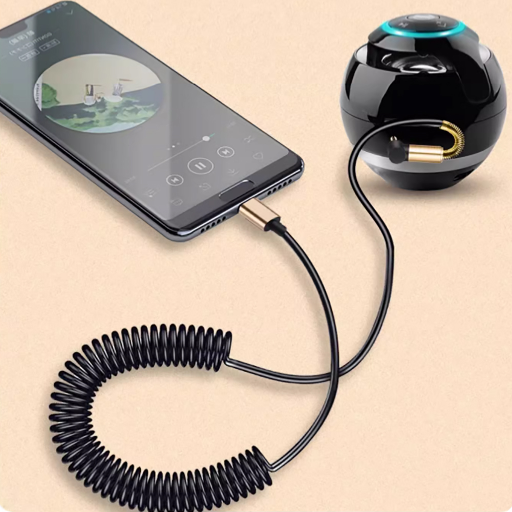 Usb C Naar 3.5Mm Auto Veer Intrekbare Audio Kabel Voor Iphone 15 3.5Mm Naar 3.5Mm Jack Aux Kabel Luidspreker Elleboog Adapter