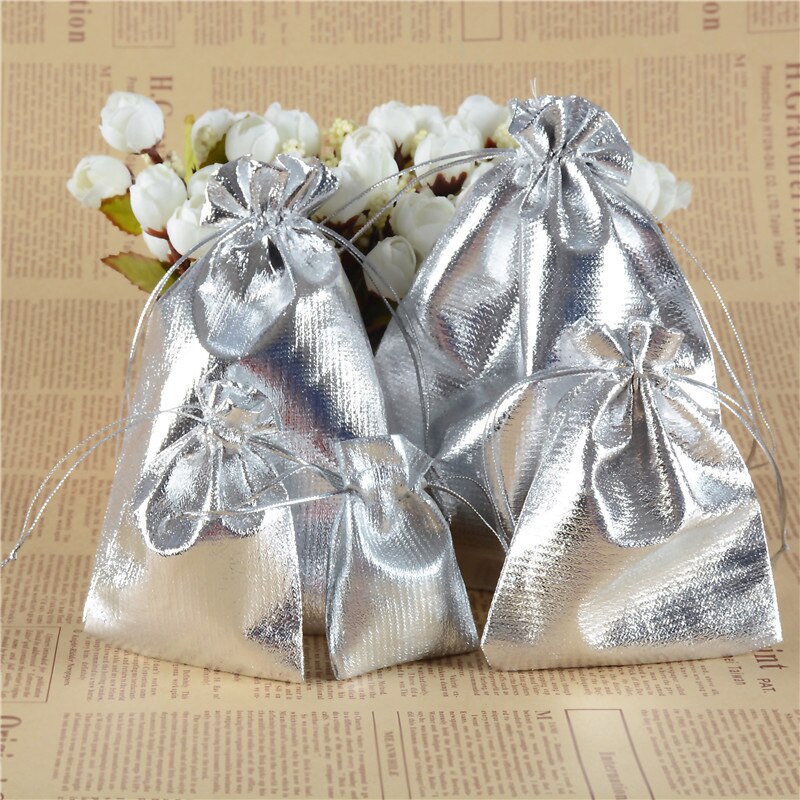 20pcs/bag 7x9cm 5x7cm Adjustable Jewelry Packing Silver/ Gold Colors Drawstring Velvet Bag,Wedding Bags & Pouches