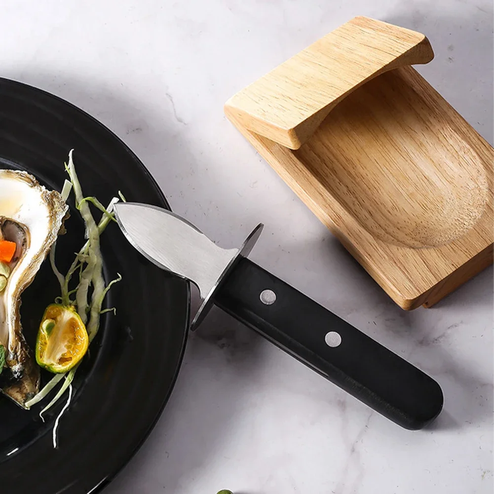 Oester Shucking Tools Roestvrijstalen Sint-Jakobsschelp Shucking Cutter Hout Zeevruchten Opener Tool voor Thuis Keuken Barbecue Camping