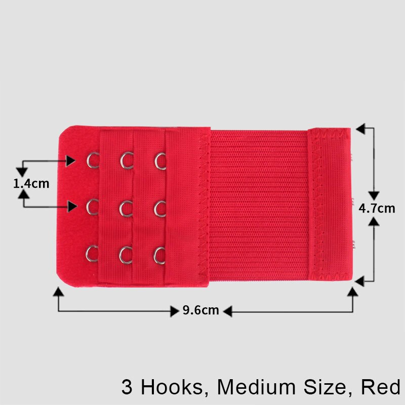 Elastische Gürtel Unterwäsche Bh Verlängerung Schmale Zwei 2 Schnalle Verschluss Für Bh Verlängerung Zubehör Drei 3 Haken Und Auge Band: 3 Haken Frau rot