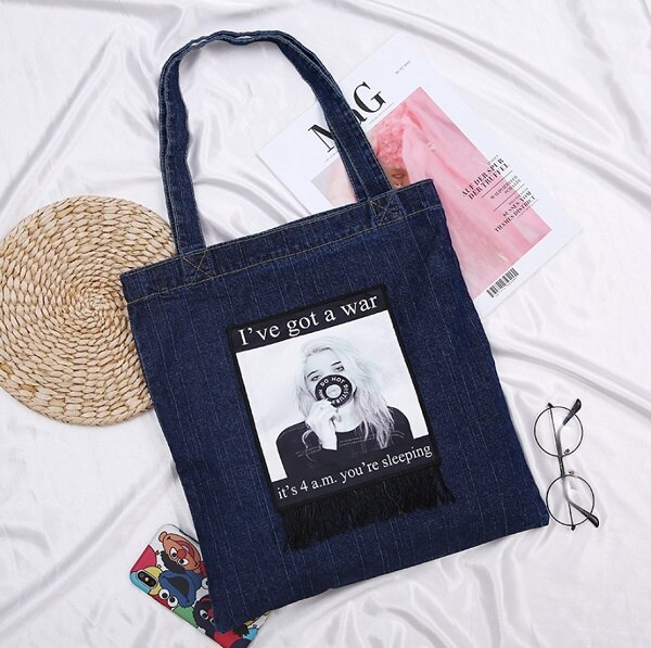 Vrouwen Handtassen Messenger Canvas Tas Modieuze Denim Jean Art Shopping Schouder Messenger Blues Crossbody Tas bolsaszakken: 14