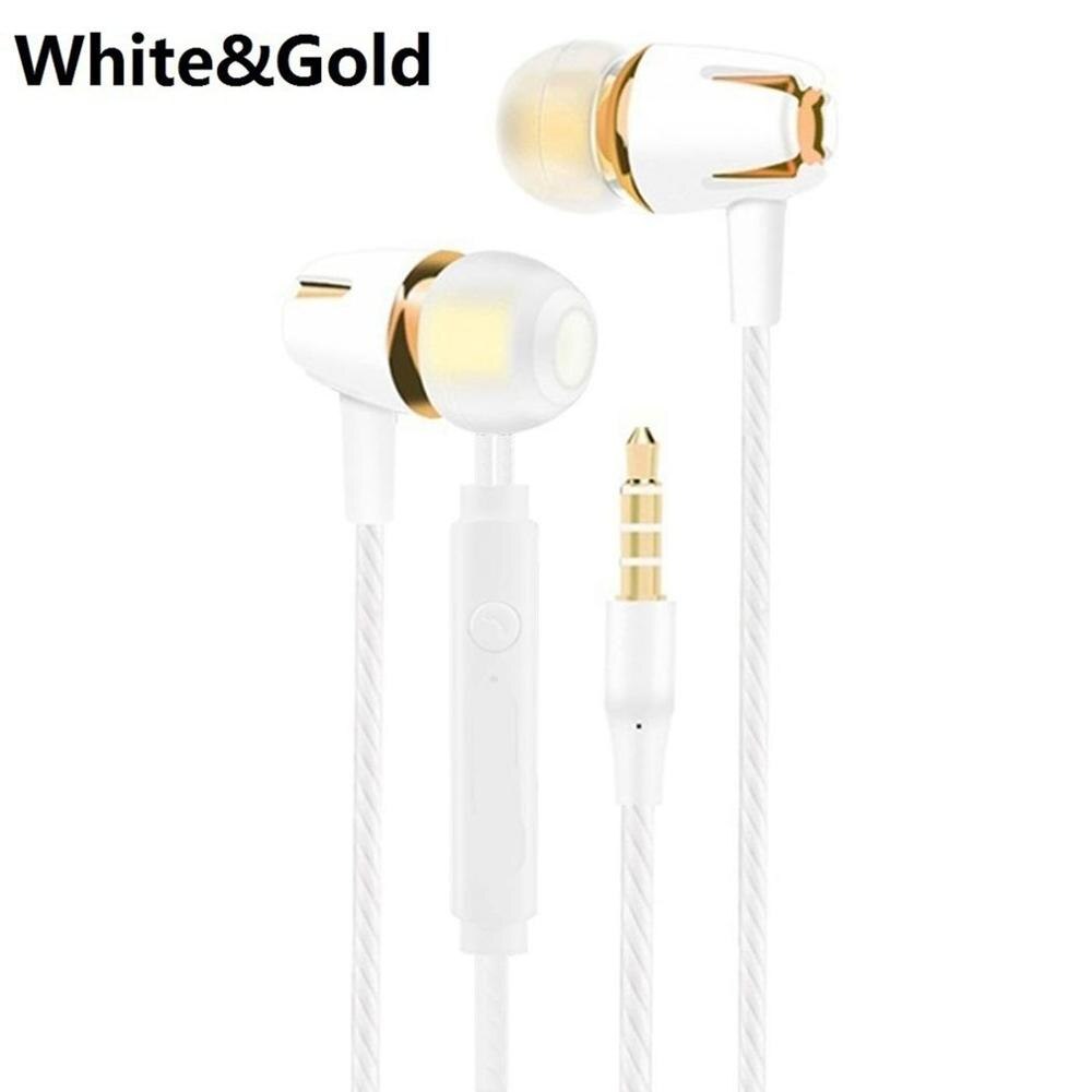 Bedrade Oortelefoon Galvaniseren Bass Stereo In-Ear Oortelefoon met Microfoon Handsfree Call Telefoon Headset voor Android iOS: gold