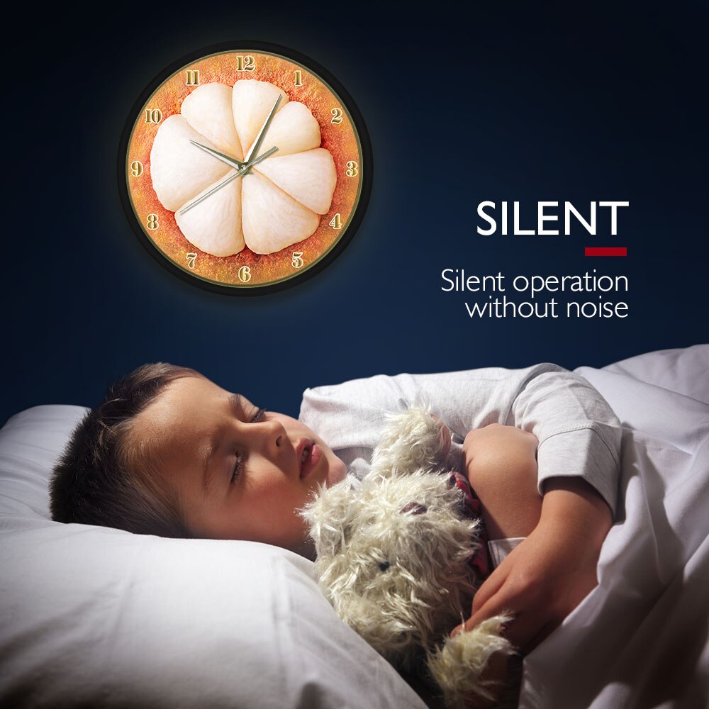 Sliced Mangosteen Exotic Fruit Metal Frame LED Wall Clock Sound Control Fresh Fruit Store Wall Decor Watch Tropical Botanical