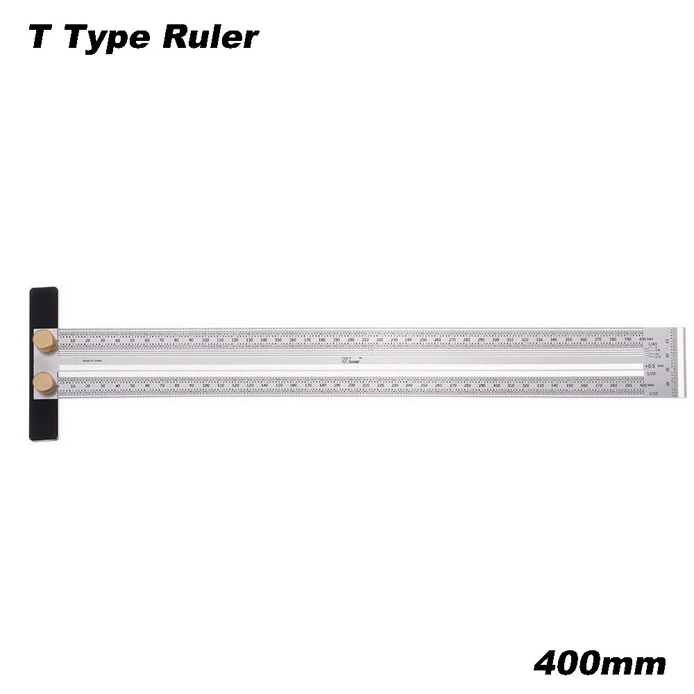 High Precision Scale Ruler T-type Hole Ruler Stainless Woodworking Scribe Drawing Mark Line Gauge Carpenter DIY Measuring Tool: 400mm