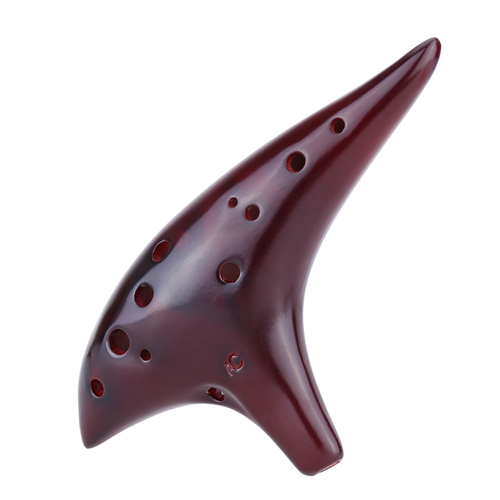 12 Holes Ceramic Ocarina Flute Alto C Smoked Burn Submarine Style Musical Instrument with Music Score for Beginner