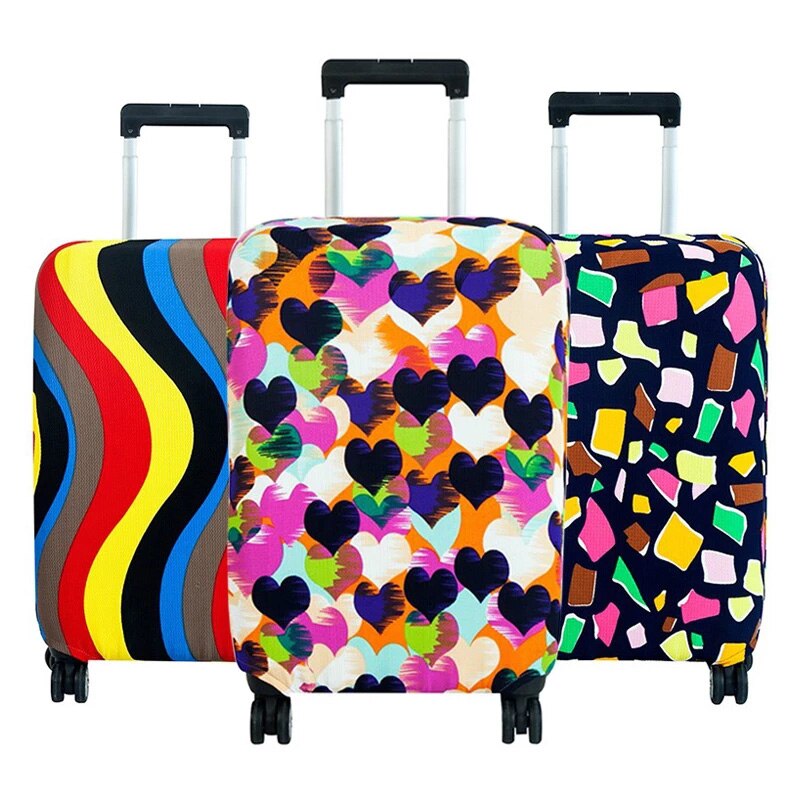 Suitcase Cover High Elastic Stripe Love Heart Shaped Luggage Case Dust Cover For18-32Inch Suitcase Essential Accessories