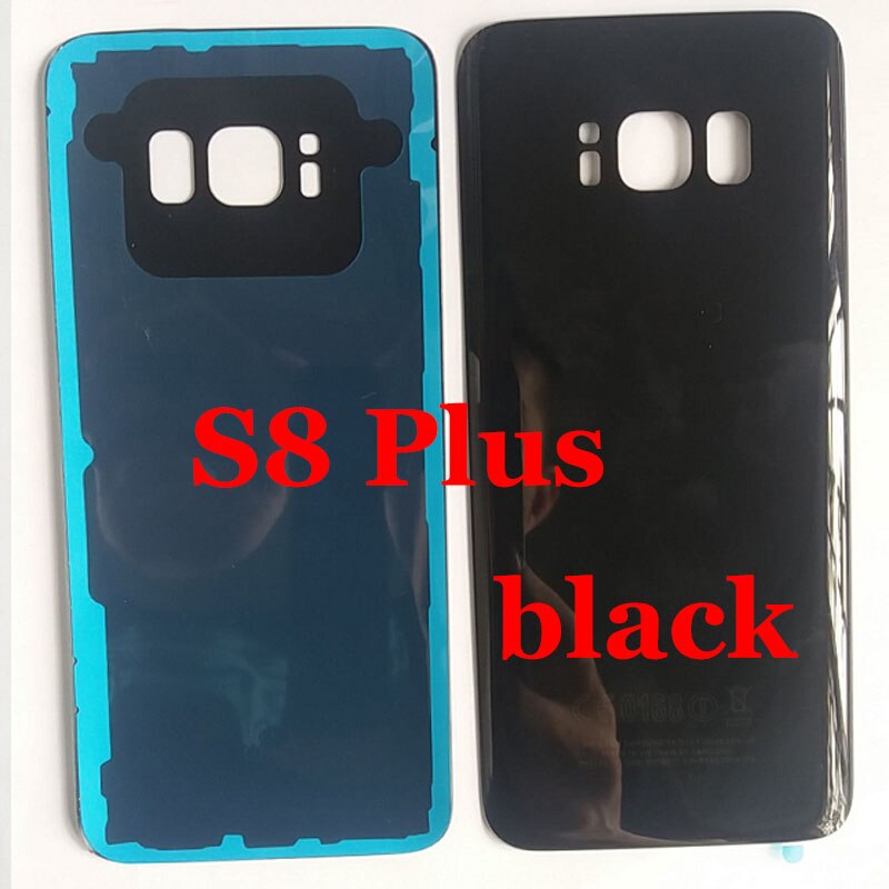 For SAMSUNG Galaxy S8 S8 Plus G950 G950F G950 G955F Back Glass Battery Cover Rear Door Housing Case Adhesive Camera Glass: S8plus Black