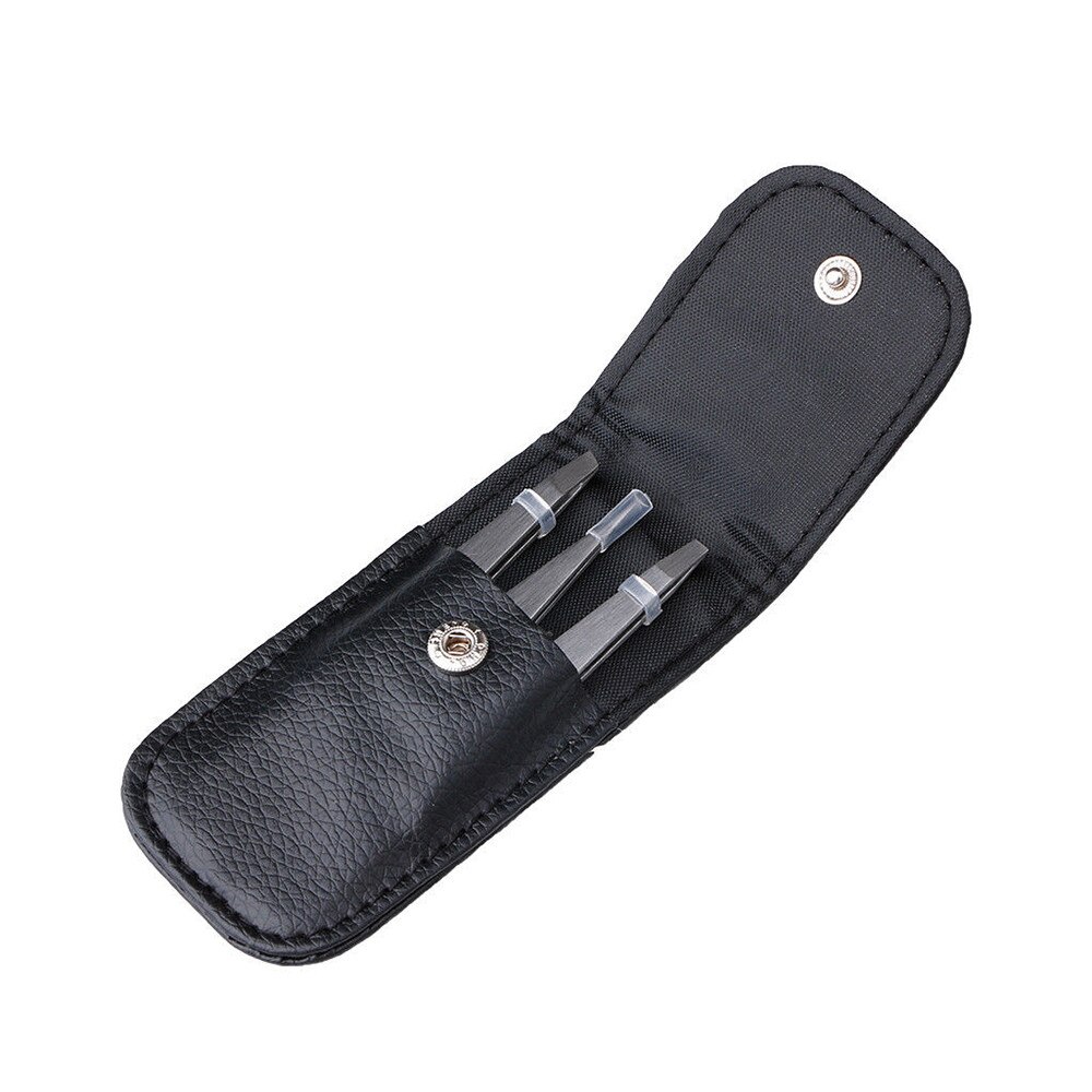 3 stks/set Wenkbrauw Pincet Rvs Punt Tip/Slant Tip/Flat Tip Ontharing Makeup Tools Accessoire met bag Case: Silver